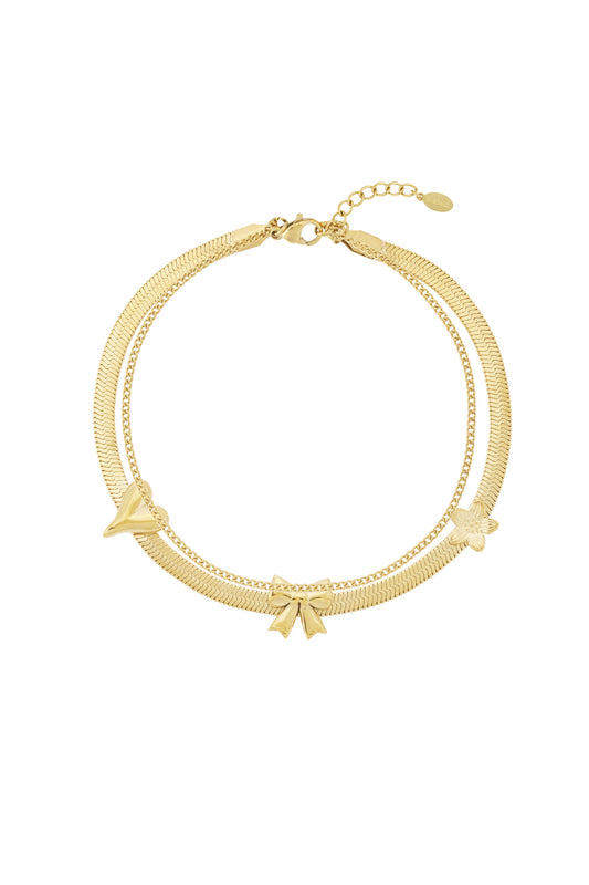 Damen Fußkette Schleife | Edelstahl vergoldet | Goldfarbe & Silberfarbe
