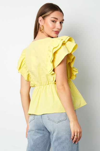 Damen Bluse Ärmellos Rüschen | Polyester | Mehrfarbig