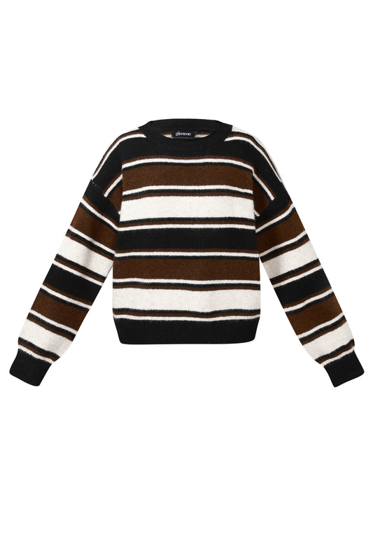 Damen Pullover Strick Streifen | Polyester | Mehrfarbig