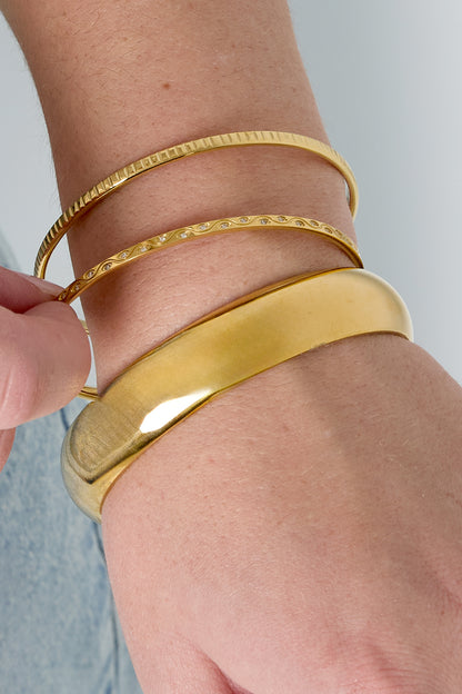 Damen Armreif Geometrisch Strass | Edelstahl | Gold- und Silberfarbe
