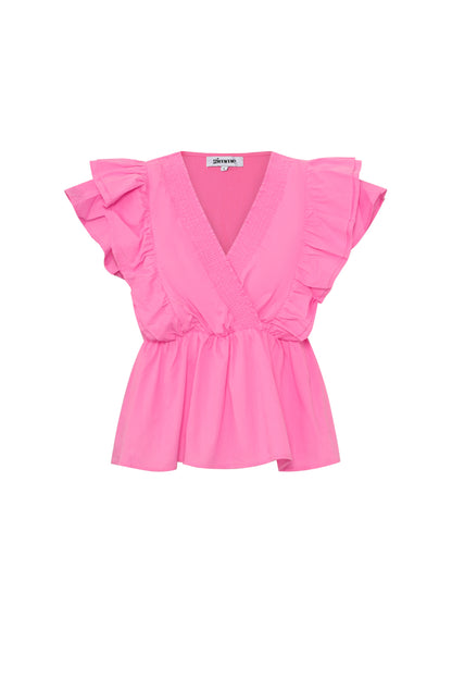 Damen Bluse Ärmellos Rüschen | Polyester | Mehrfarbig