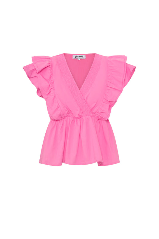 Damen Bluse Ärmellos Rüschen | Polyester | Mehrfarbig