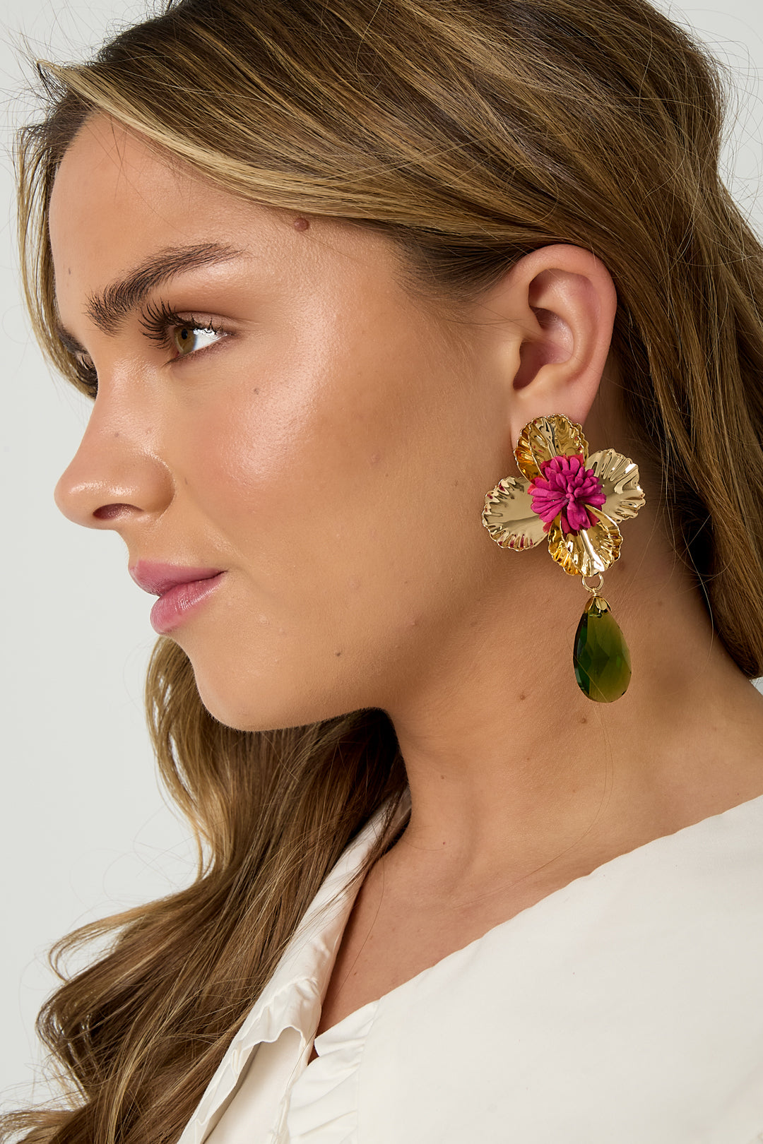 damen tropfenohrringe blume urlaubsstyle | eisen | rot gruen & blau