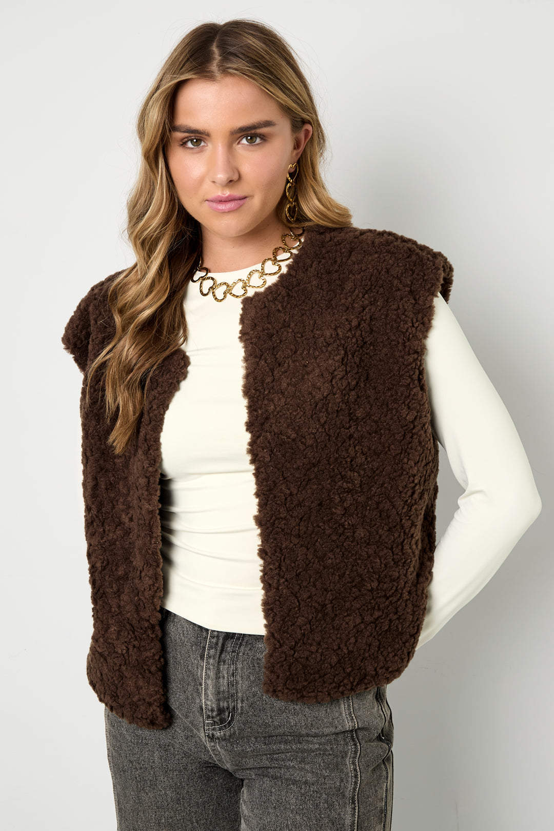 Damen Weste Vollton Gewebte Struktur | Polyester | Mehrfarbig
