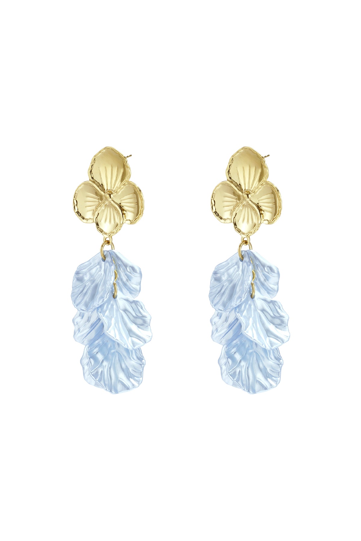 Damen Ohrringe Blume Perlmutt | Edelstahl | Hellrosa & Babyblau & Rosenrot