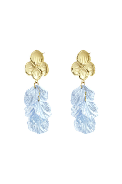 Damen Ohrringe Blume Perlmutt | Edelstahl | Hellrosa & Babyblau & Rosenrot