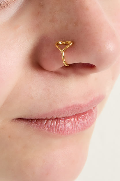 Damen Ear Cuff & Nasenmanschette Herz Muster | Kupfer | Goldfarbe & Silberfarbe
