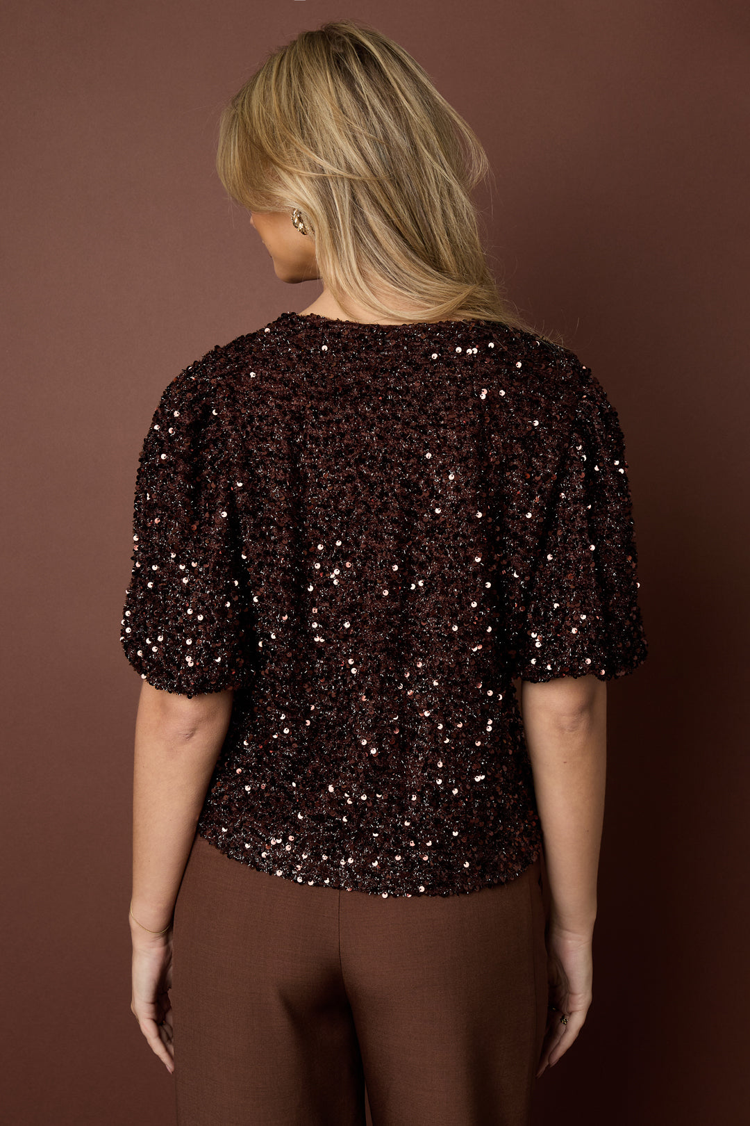 damen top pailletten kurzarm elegance | polyester | mehrfarbig