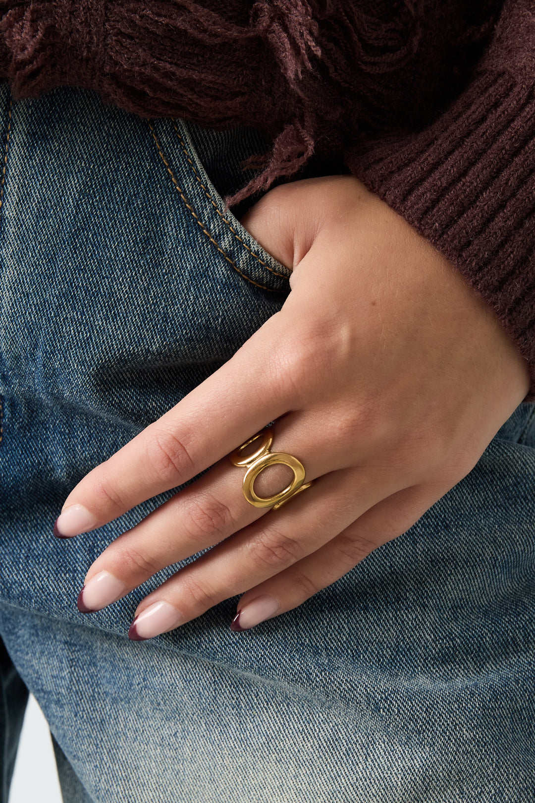 Damen Ring Offener Kreis | Edelstahl | Goldfarbe & Silberfarbe