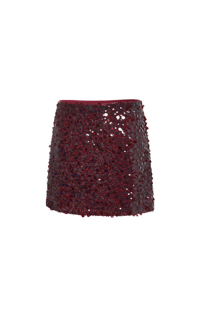 Damen Minirock Pailletten | Polyester | Purpur
