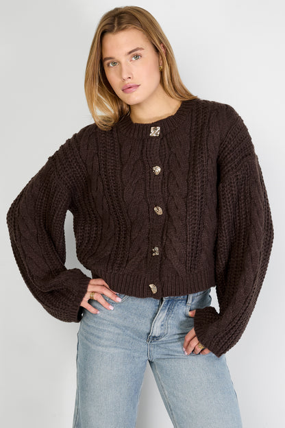 Damen Strickjacke Zopfmuster | Polyester | Mehrfarbig