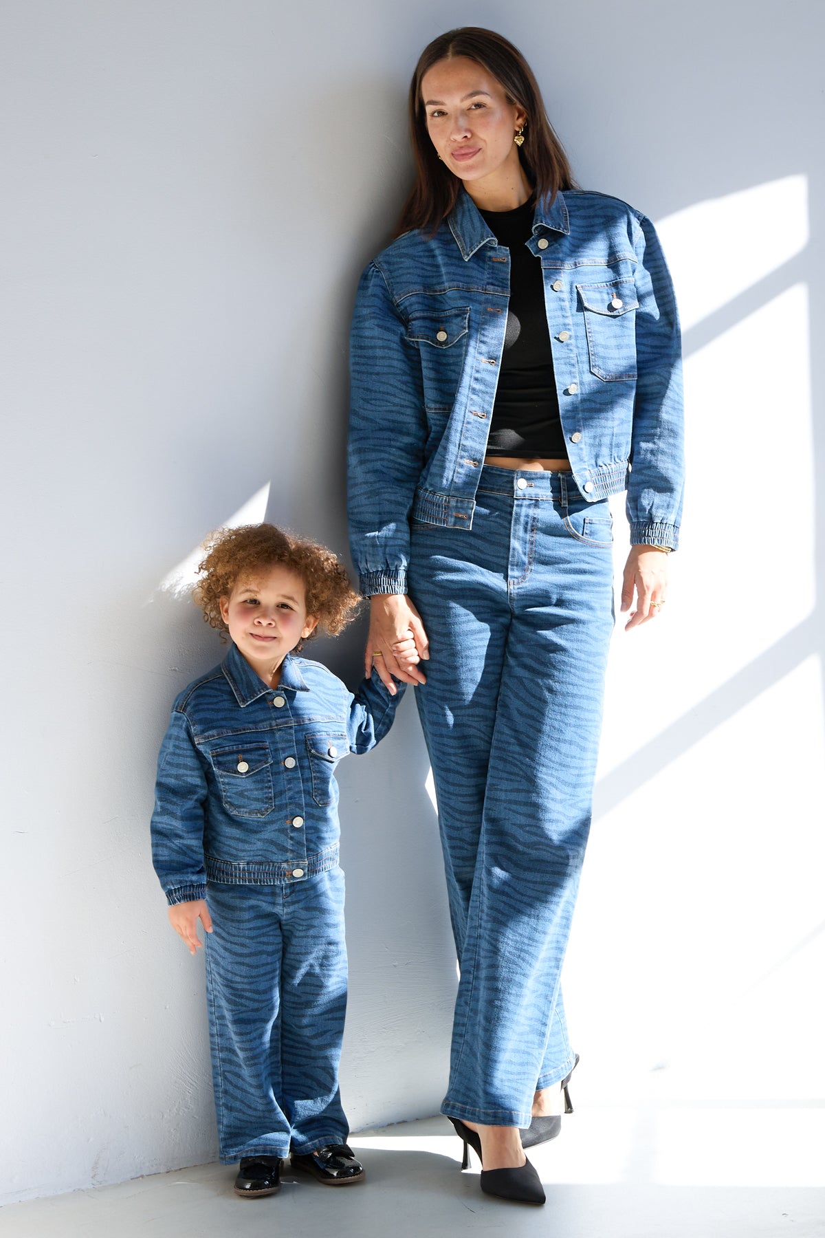 kinder jeansjacke gestreift | baumwolle | blau