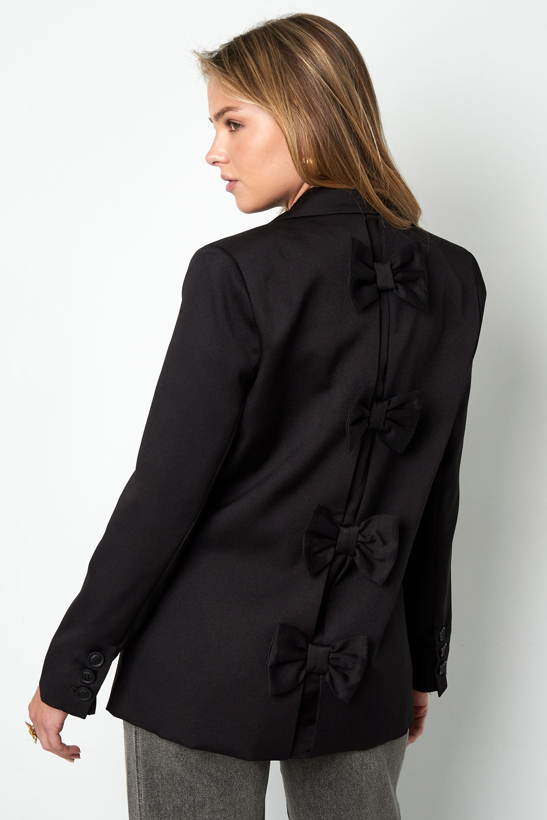 polyester damen anzug-set tailliert schleifen-detail