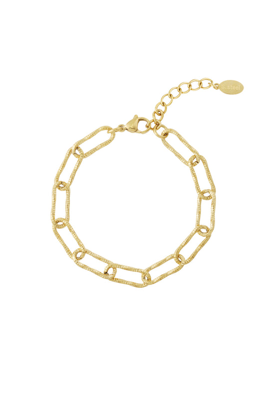Damen Armband Kette Organisch | Edelstahl | Goldfarbe