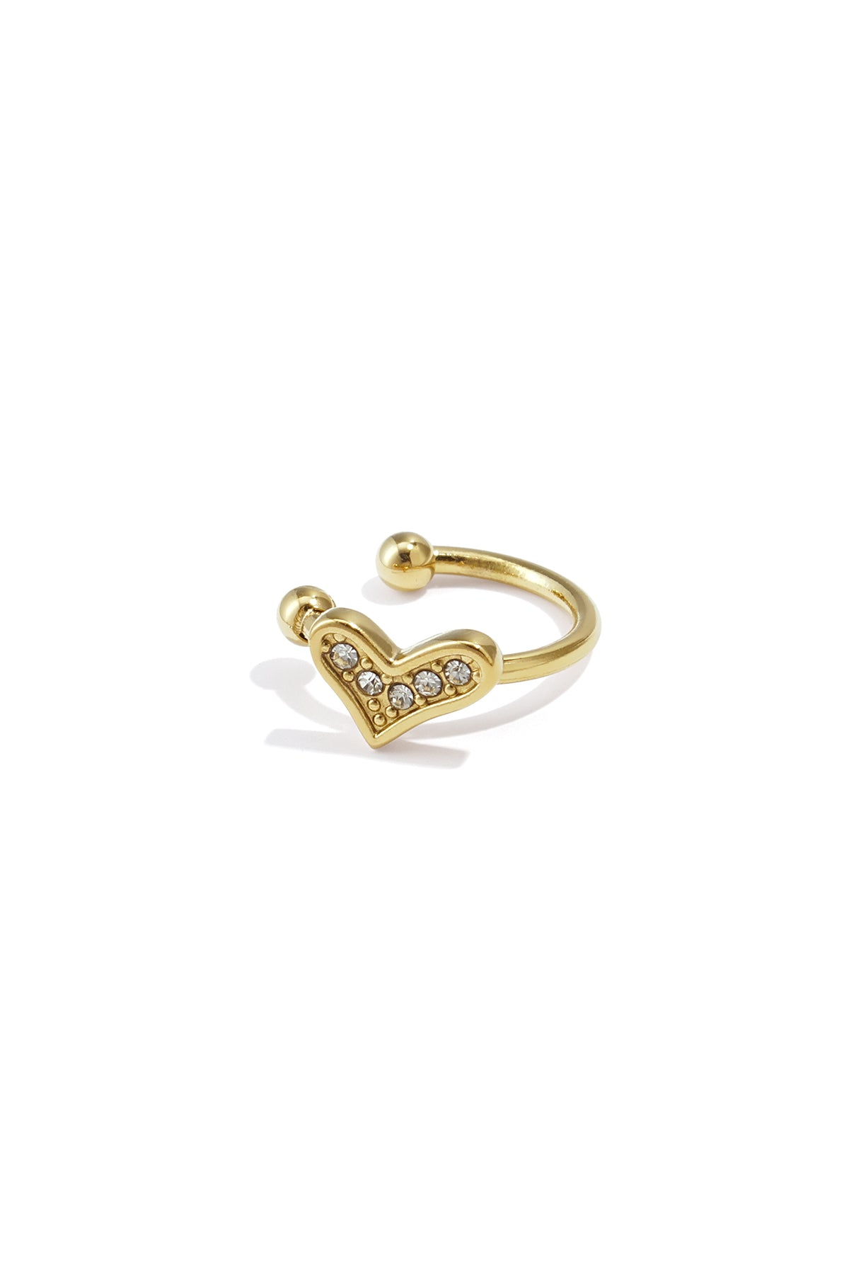damen ohrmanschetten herz strass | edelstahl | goldfarbe