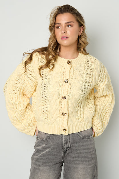 Damen Strickjacke Zopfmuster | Polyester | Mehrfarbig