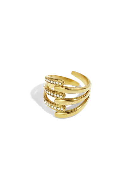 Damen Ring Linien Statement | Edelstahl | Goldfarbe