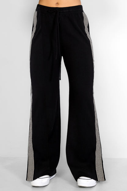 Damen Strickhose Streifen | Baumwollstrick | Mehrfarbig