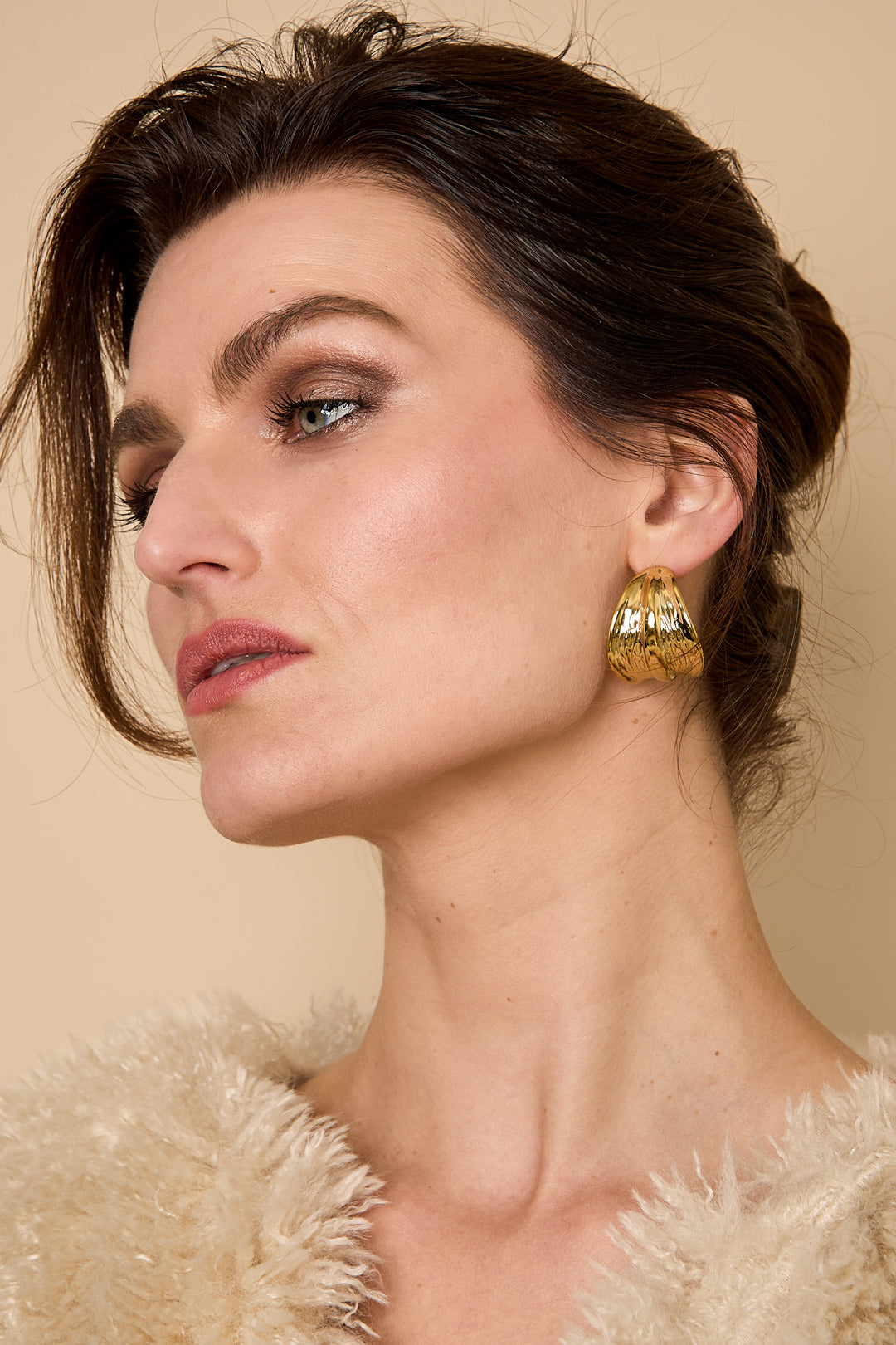 Damen Creolen Blattmotiv | Edelstahl | Goldfarbe