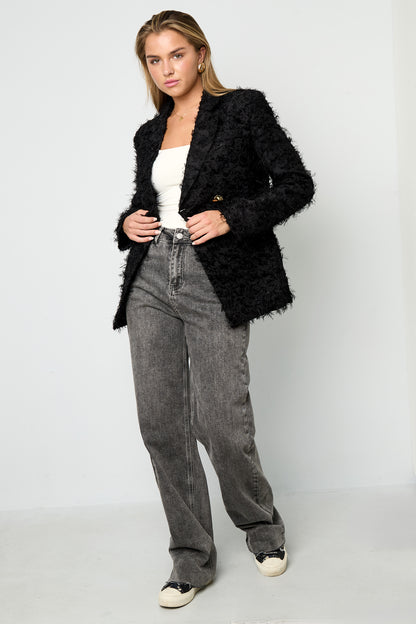 Damen Blazer Strukturgewebe | Ganzjährig | Schwarz & Creme