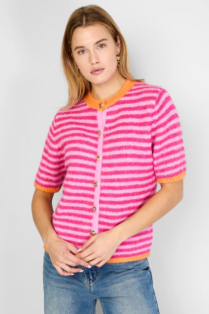 Damen Weste Streifenstrick Leicht | Polyester | Mehrfarbig