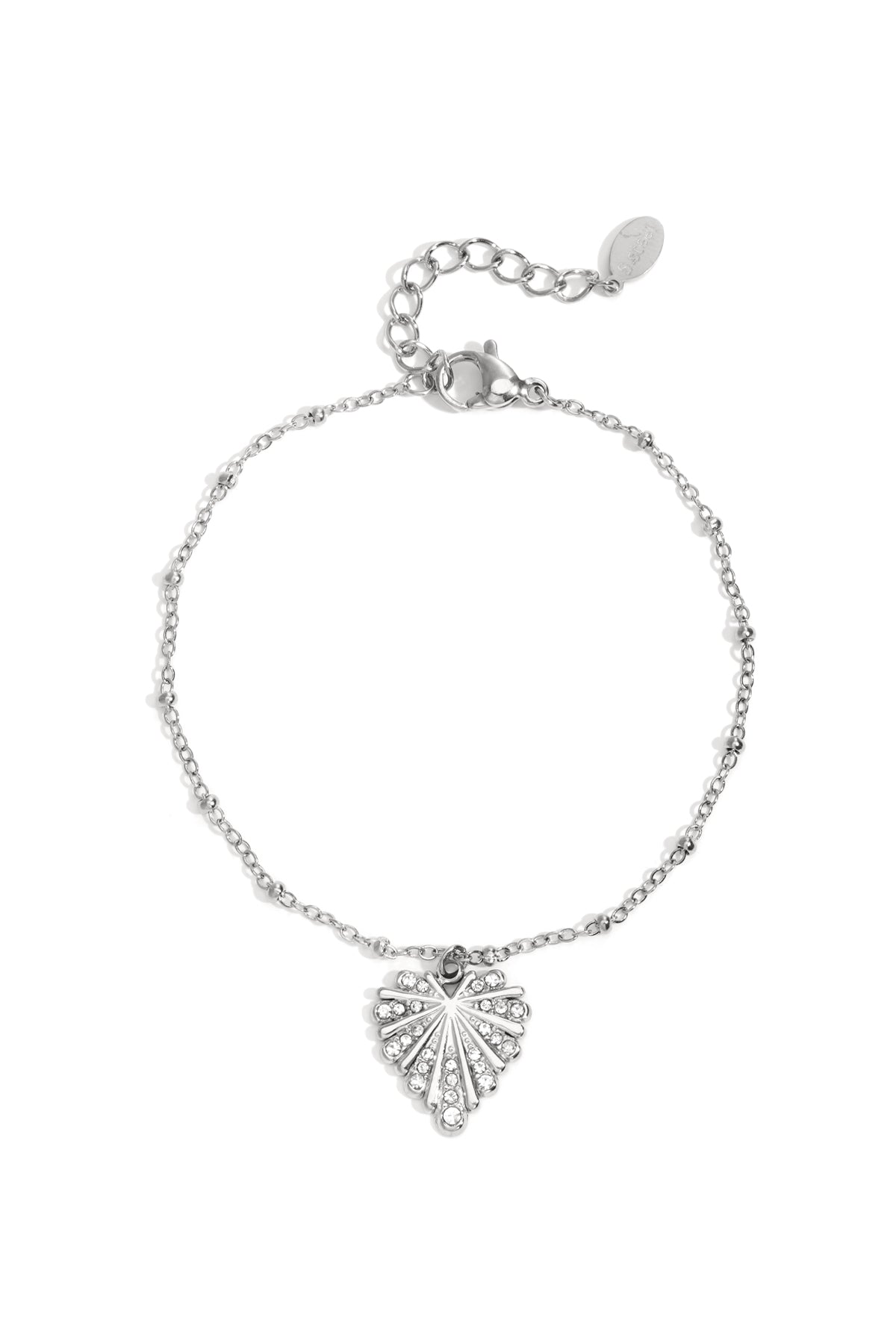 damen armband herz charm strass | 304s-edelstahl | silberfarbe