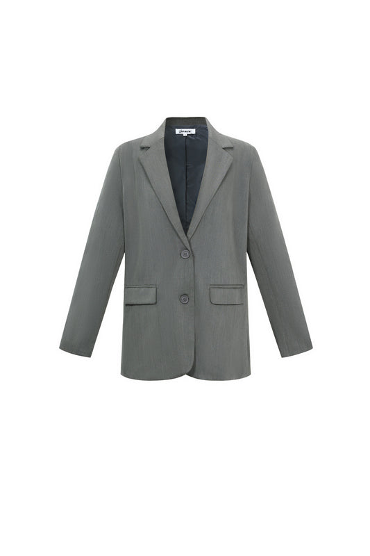 Damen Blazer Gewebt | Letter-Print | Kaffeebraun & Grau