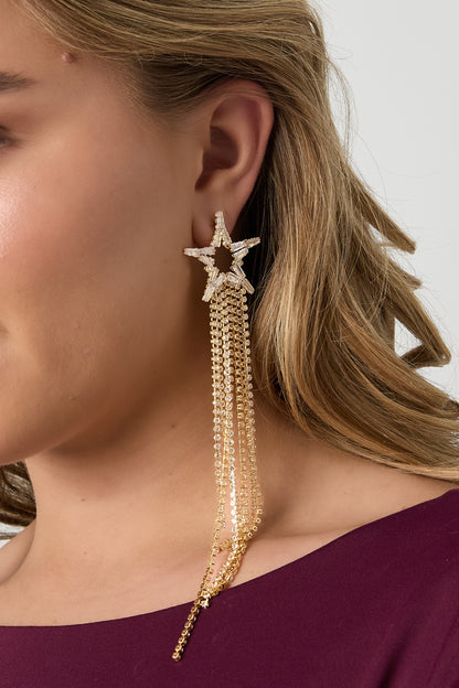 Damen Ohrringe Stern Zirkon | Kupfer | Gold & Silber