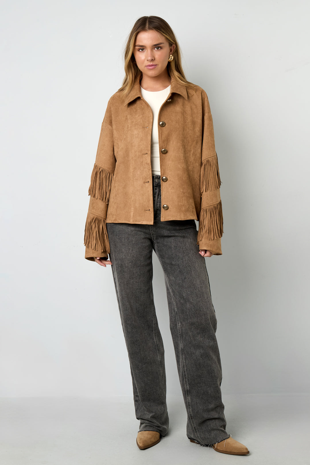 gewebte polyesterfaser damen-bluse casual einfarbig herbst/winter fransen-detail