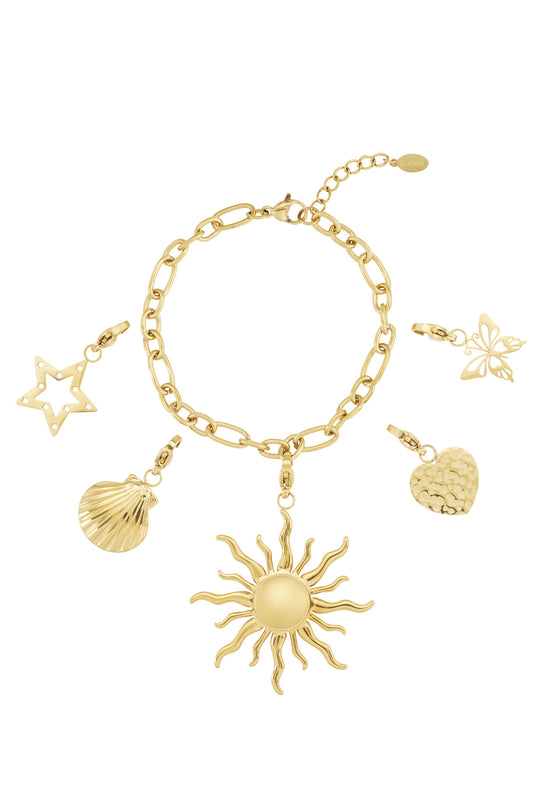 Damen Armband Sonne Herz Stern | Vergoldet | Goldfarbe