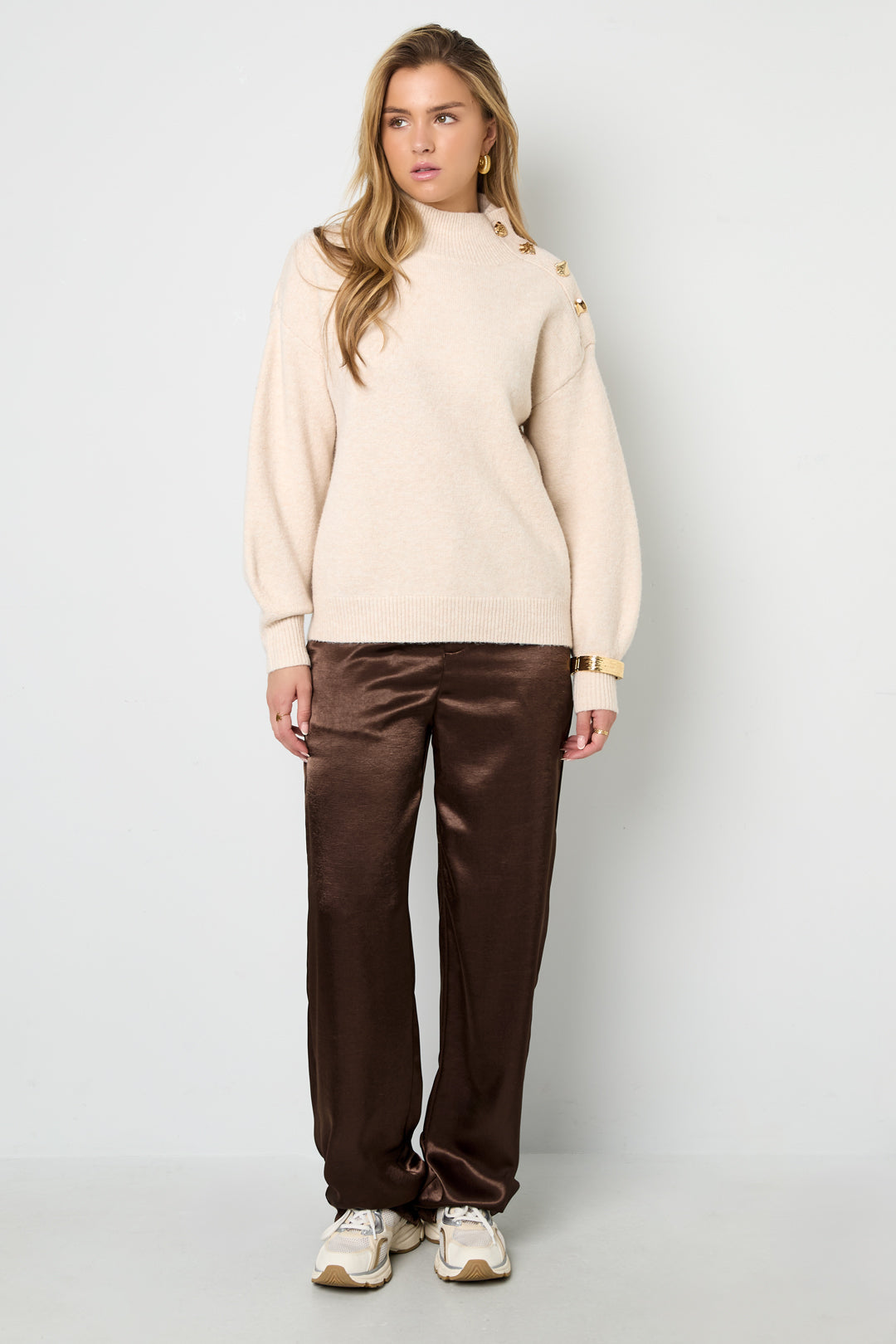 damen rollkragenpullover gestrickt | polyester | mehrfarbig