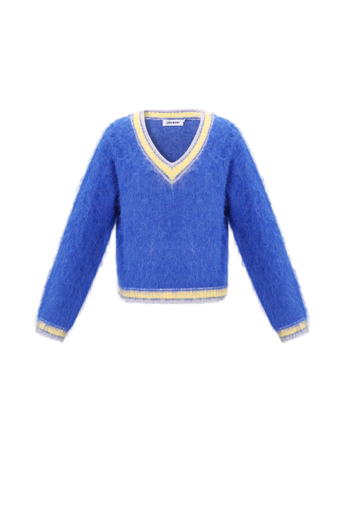 Damen Pullover V-Ausschnitt Farbkontrast | Polyester | Mehrfarbig