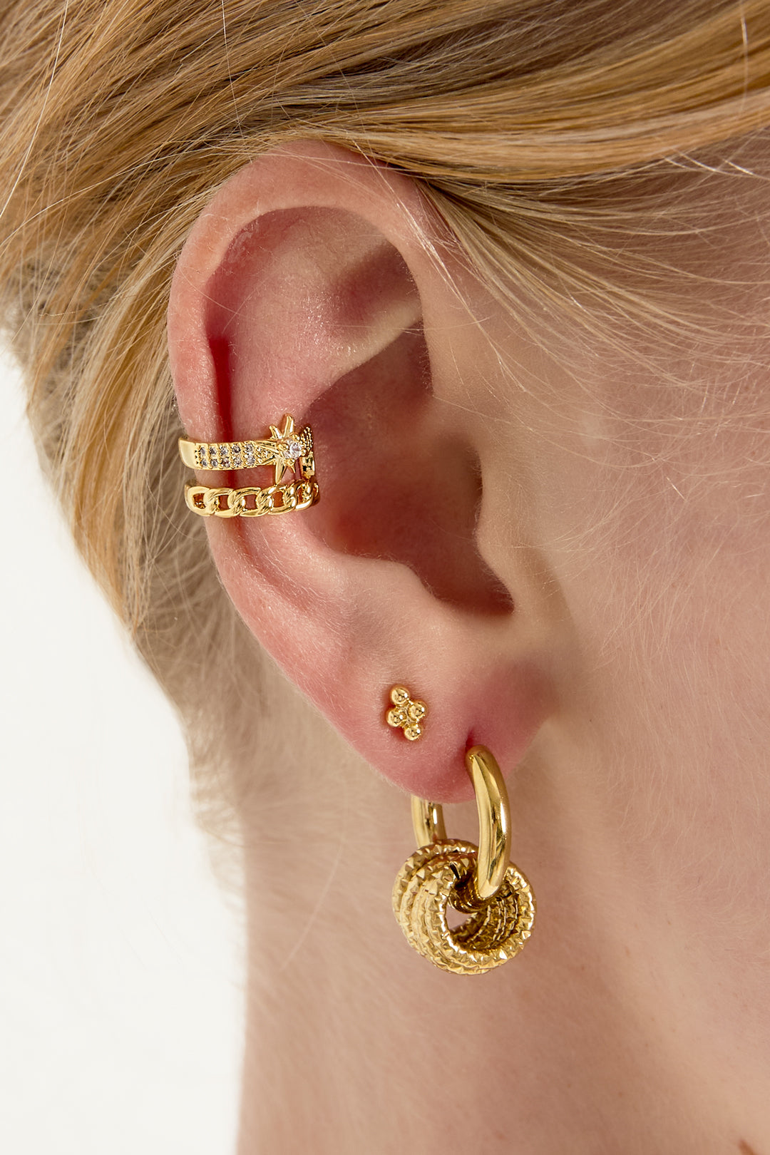 damen ohrmanschette geometrisch zirkon | kupfer | gold & silber