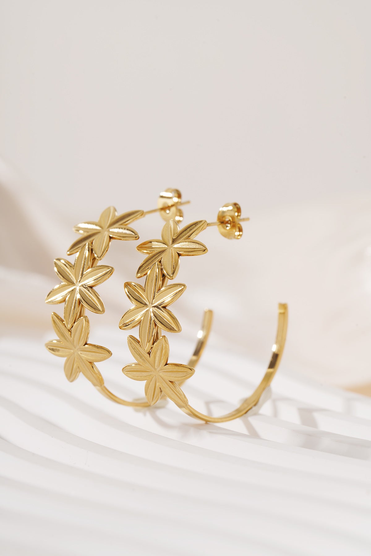 damen creolen blumen frühling | edelstahl | gold & silber