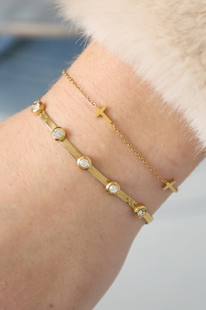 Edelstahl-Kettenarmbänder Kreuz Casual Daily Simple Series Damenschmuck