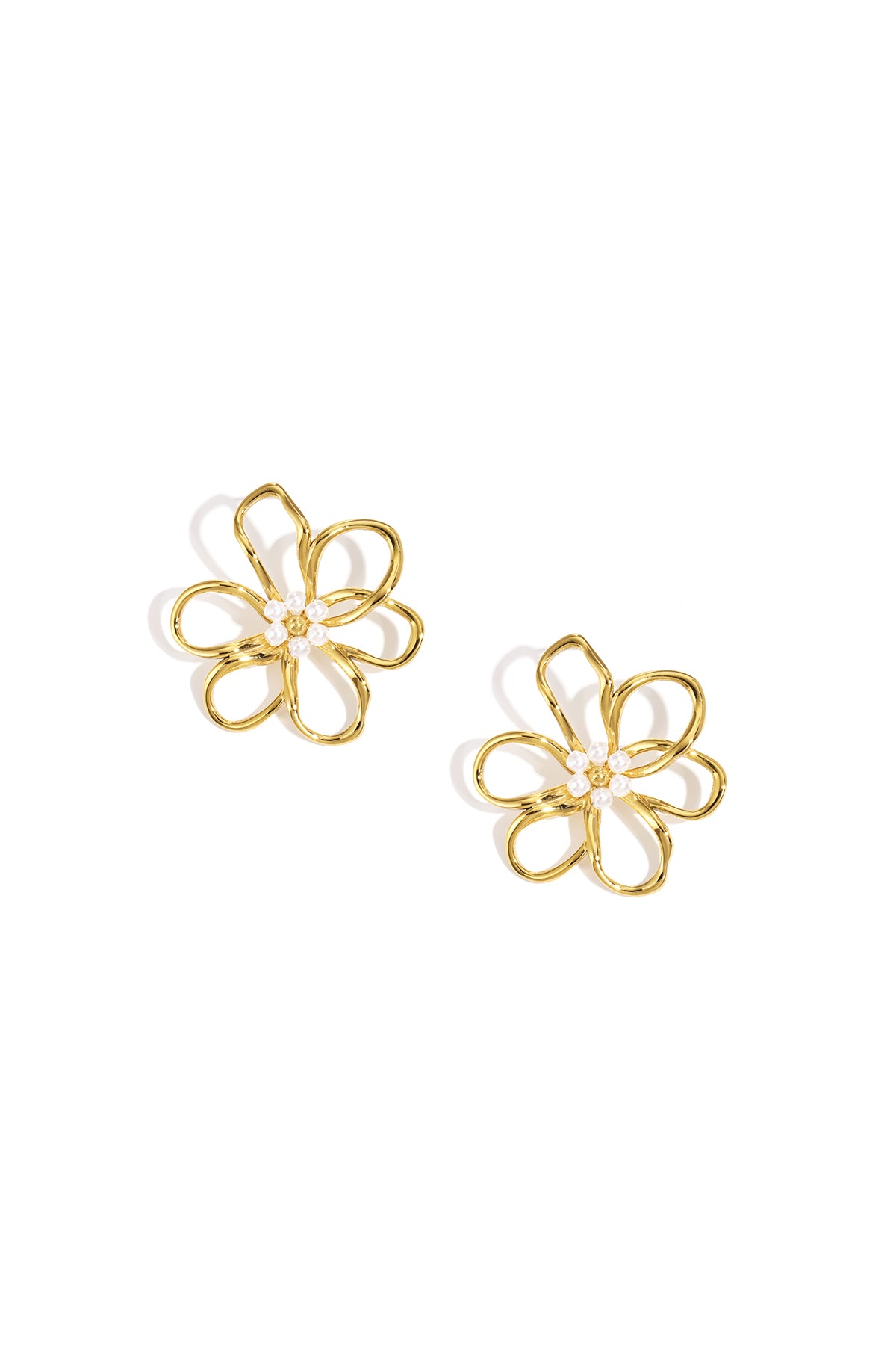 Damen Ohrstecker Blume Täglich | Edelstahl | Goldfarbe
