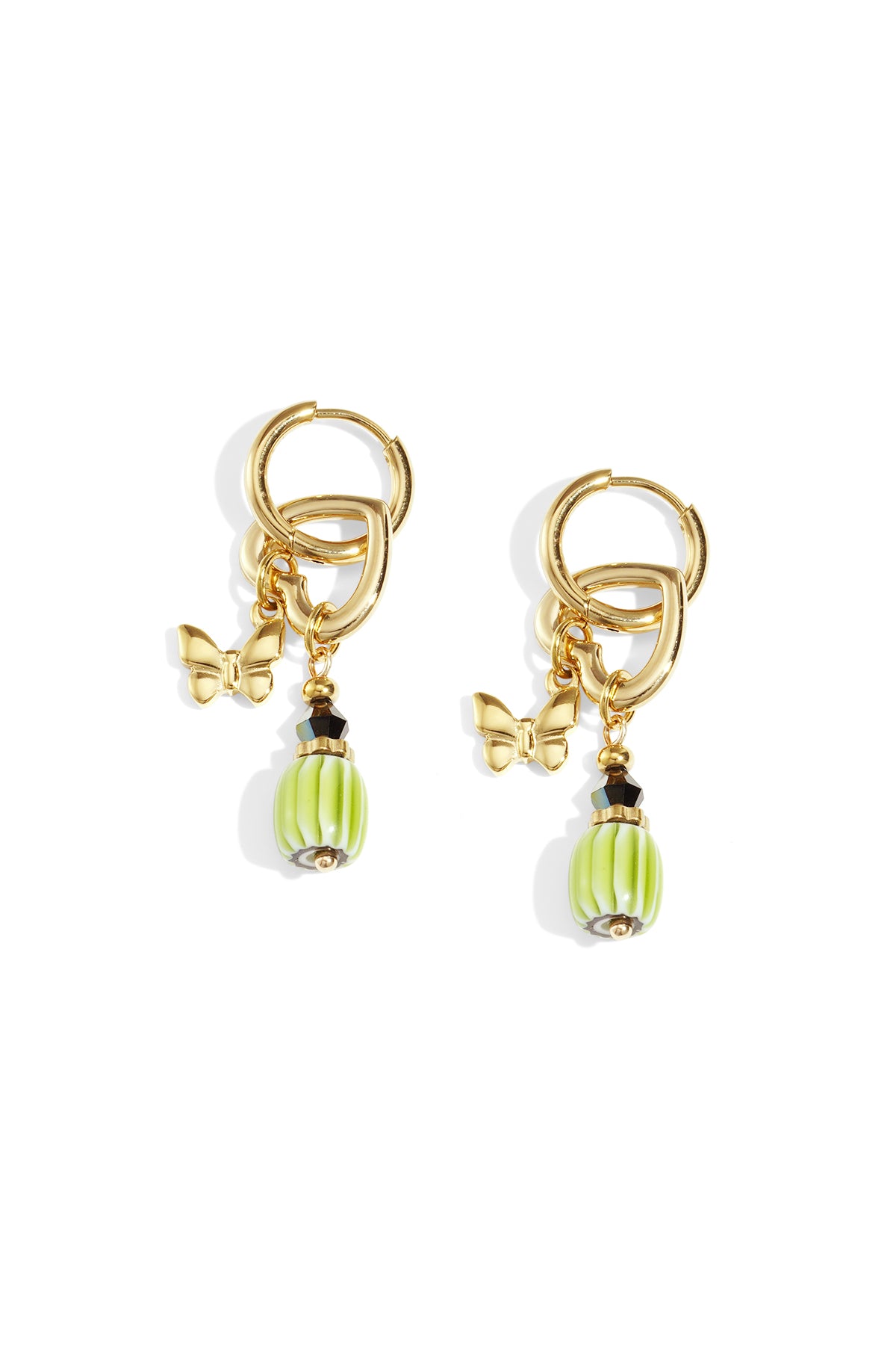 Damen Ohrringe Schmetterling & Herz | Edelstahl | Gold & Silber