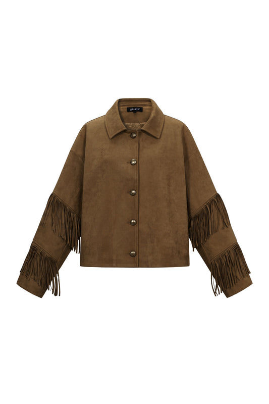 Gewebte Polyesterfaser Damen-Bluse Casual Einfarbig Herbst/Winter Fransen-Detail