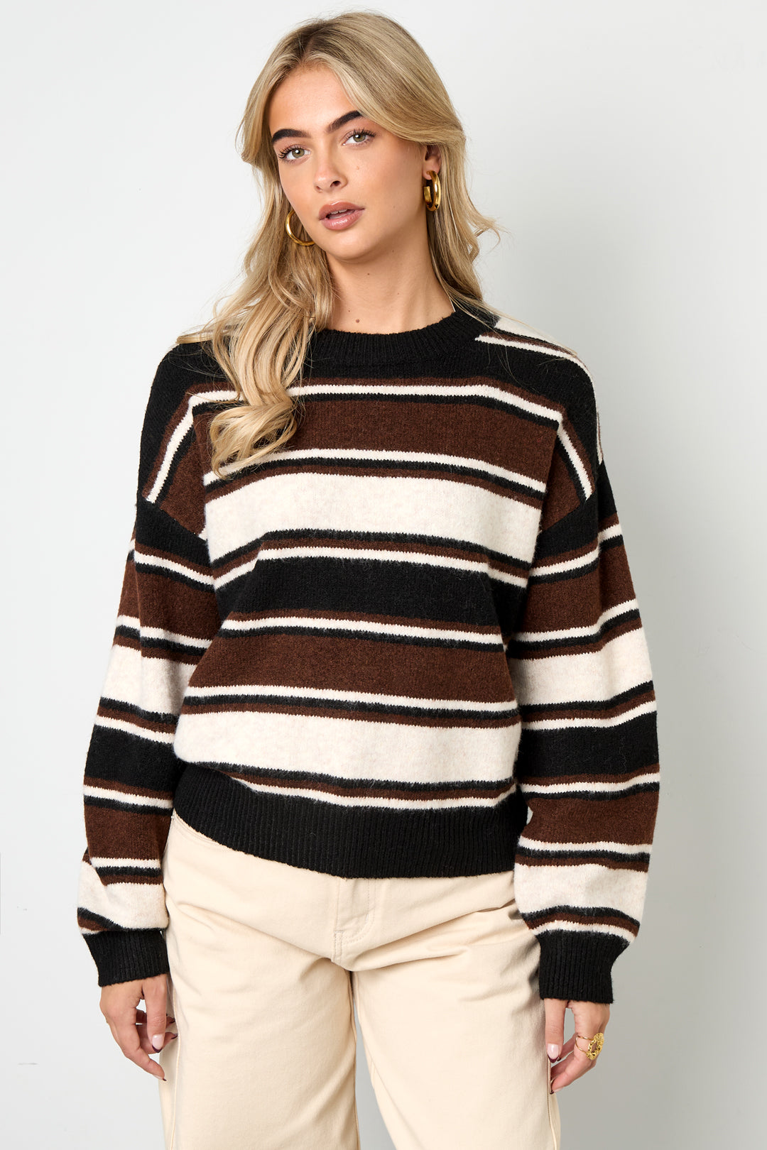 Damen Pullover Strick Streifen | Polyester | Mehrfarbig