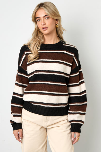 Damen Pullover Strick Streifen | Polyester | Mehrfarbig