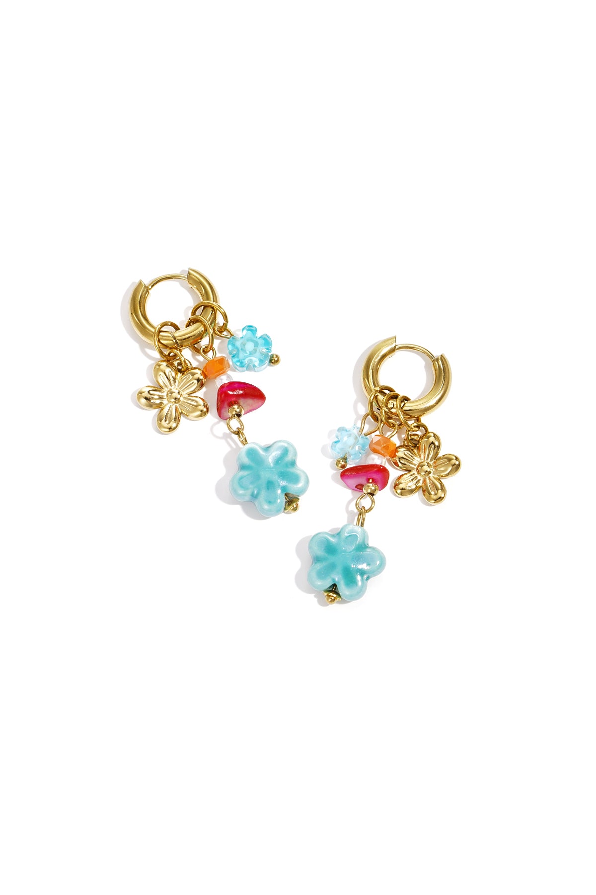 Damen Ohrhänger Blume Schleife Romantisch | Edelstahl | Goldfarbe