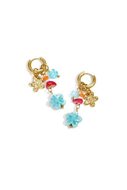 Damen Ohrhänger Blume Schleife Romantisch | Edelstahl | Goldfarbe