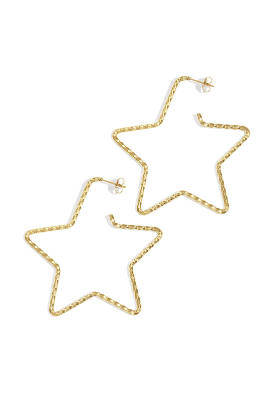 Damen Creolen Stern Alltagsglanz | Edelstahl | Goldfarbe & Silberfarbe