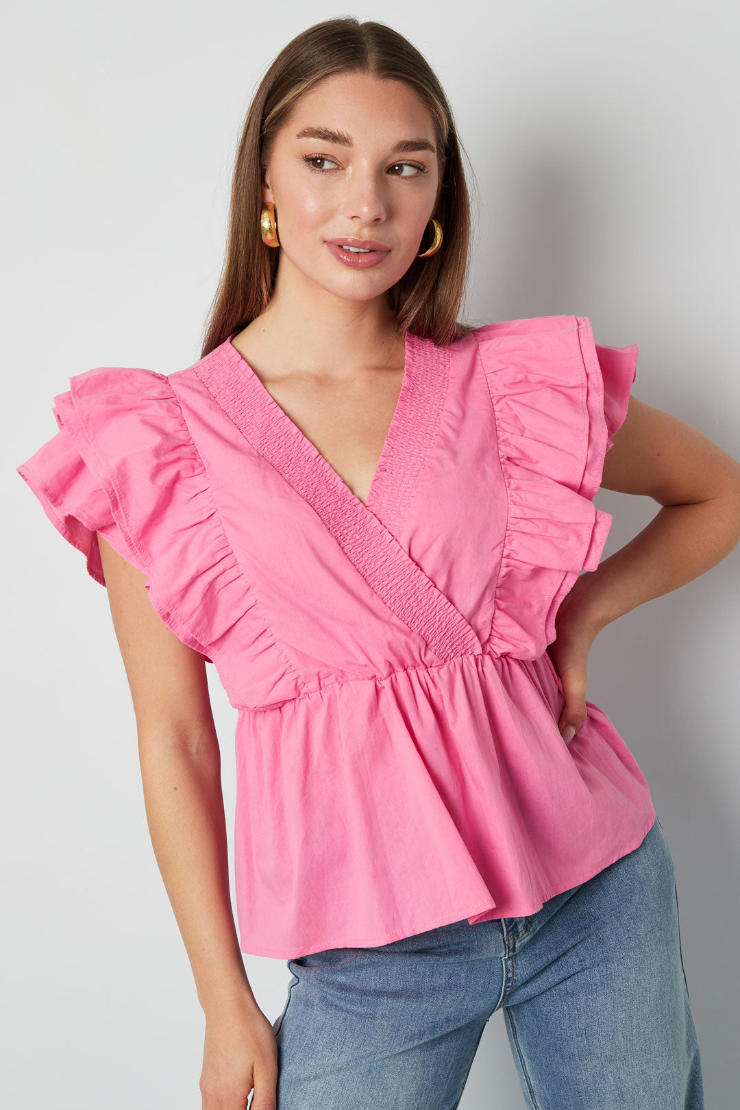 Damen Bluse Ärmellos Rüschen | Polyester | Mehrfarbig
