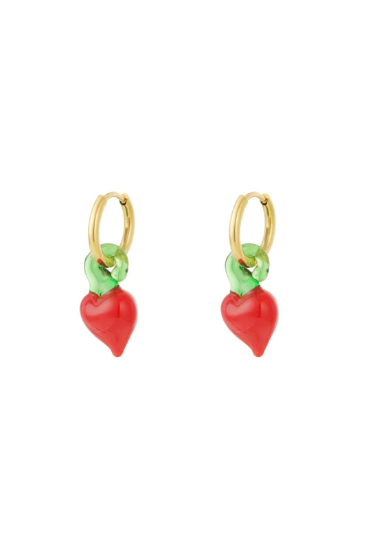 Damen Ohrringe Beeren Emaille 14K | Edelstahl vergoldet | Rot