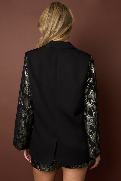Gewebte Polyesterfasern Damenanzug Eleganter Blumenmuster 3-teiliges Set