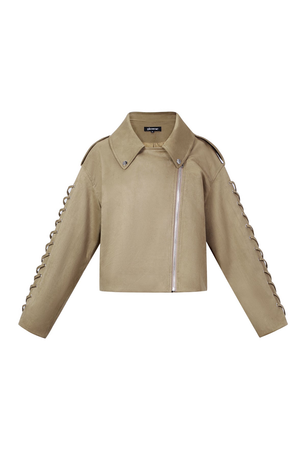 damen jacke bindeband | polyester | kamel & dunkelbraun