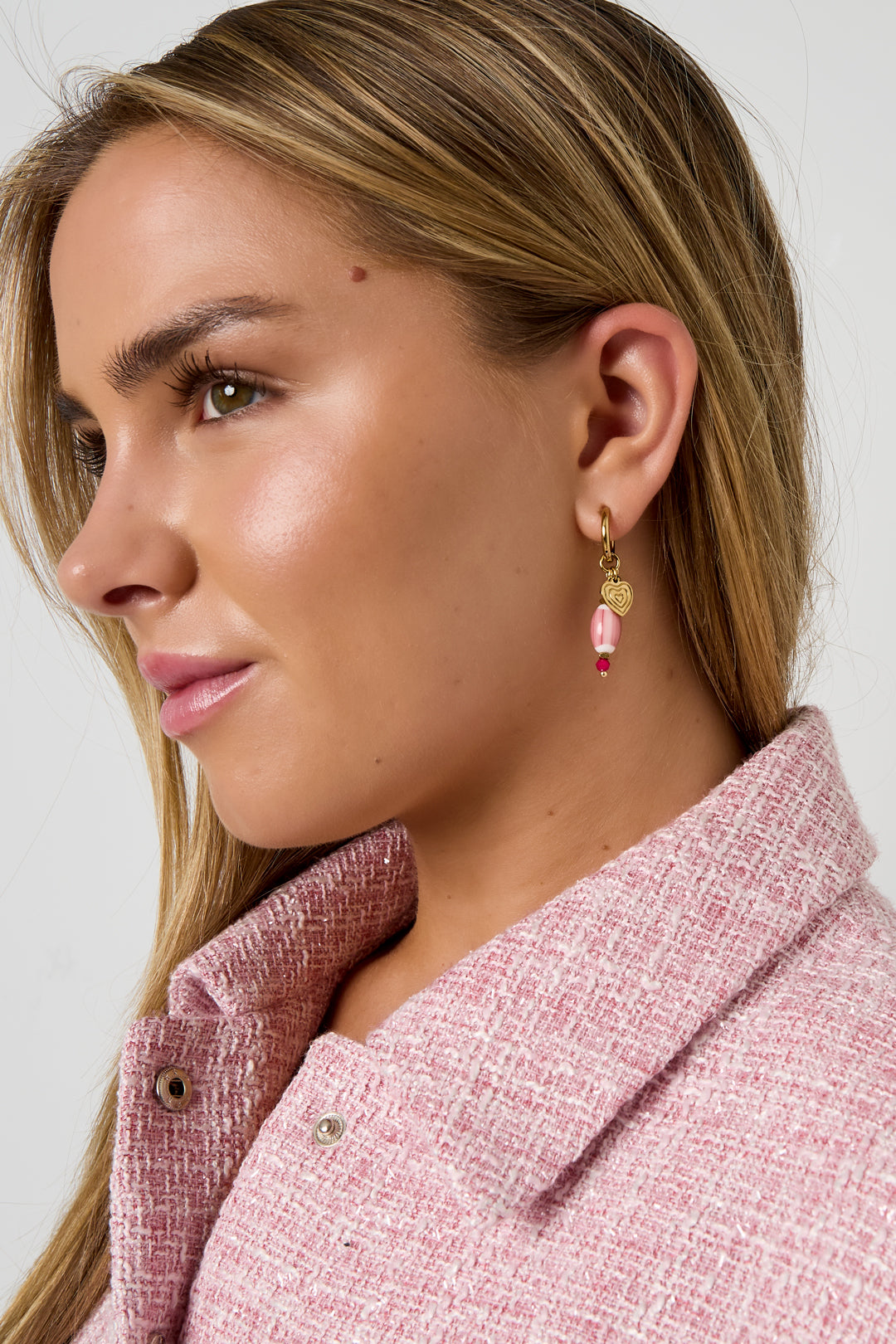 damen ohrhaenger herz-tropfen | edelstahl | goldfarbe