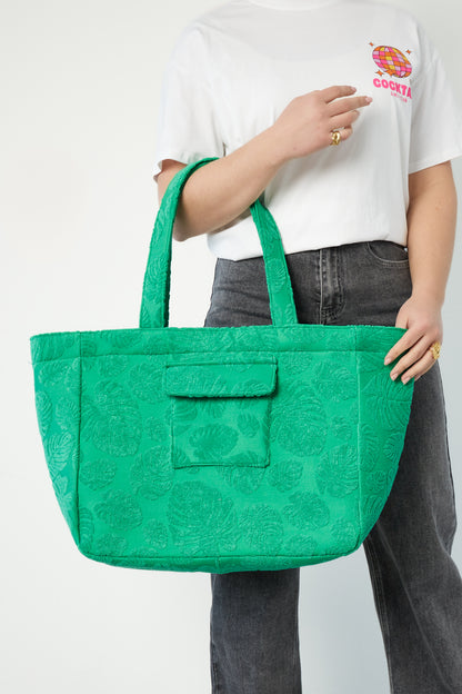 Damen Handtasche PU-Leder | Volltonfarbe Grün & Rosa