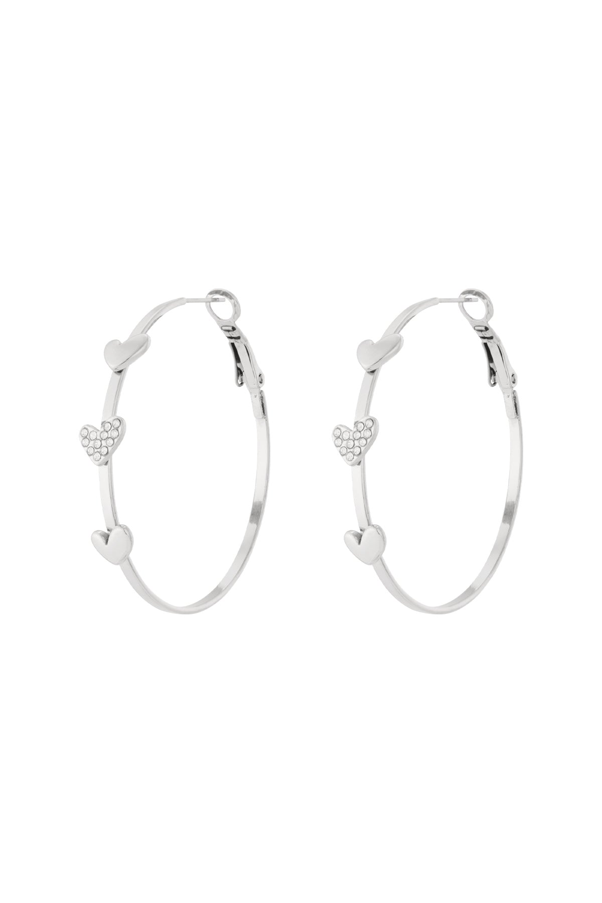 damen creolen 3 herzen strass | edelstahl | goldfarbe